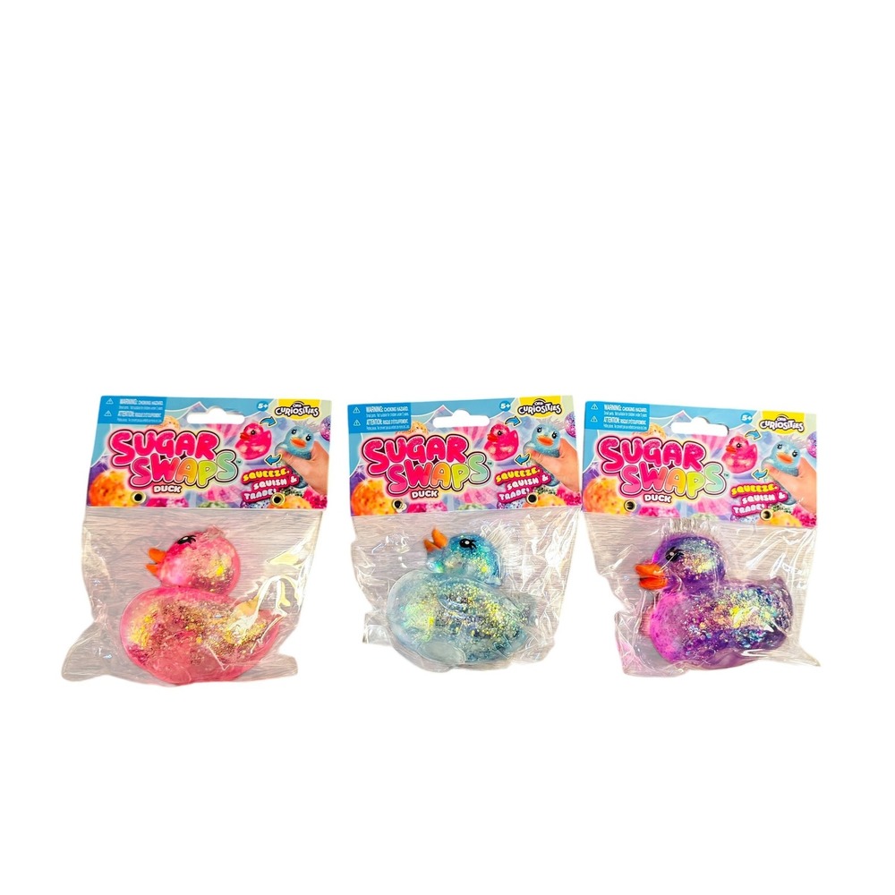 Sugar Swaps Duck Glitter Squishy Fidget Toy 3 Pink Blue Purple Orb Curiosities‎